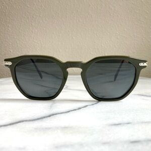 Warby Parker Rustin Frames / Glasses in Dark Gray w/ Gold Colored Arms 48-20-142